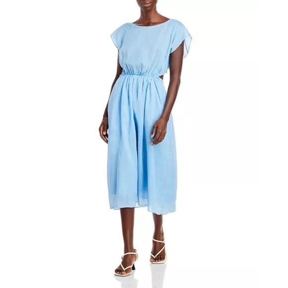 Rebecca Taylor Back Cutout Dress Azul Blue Size Small 100% ramie - Picture 1 of 8